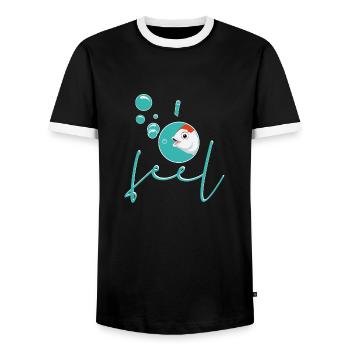 I feel like a fish in water - happy - Men's Ringer Shirt - black/white - Front - AI Model Female 172 light (172cm) & AI Model Male 178 light (178cm)
