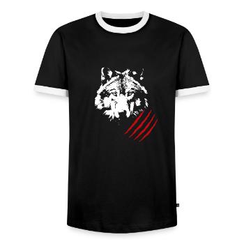 Wolfskopf - Männer Kontrast-T-Shirt - Schwarz/Weiß - Vorne - AI Model Female 172 light (172cm) & AI Model Male 178 light (178cm)