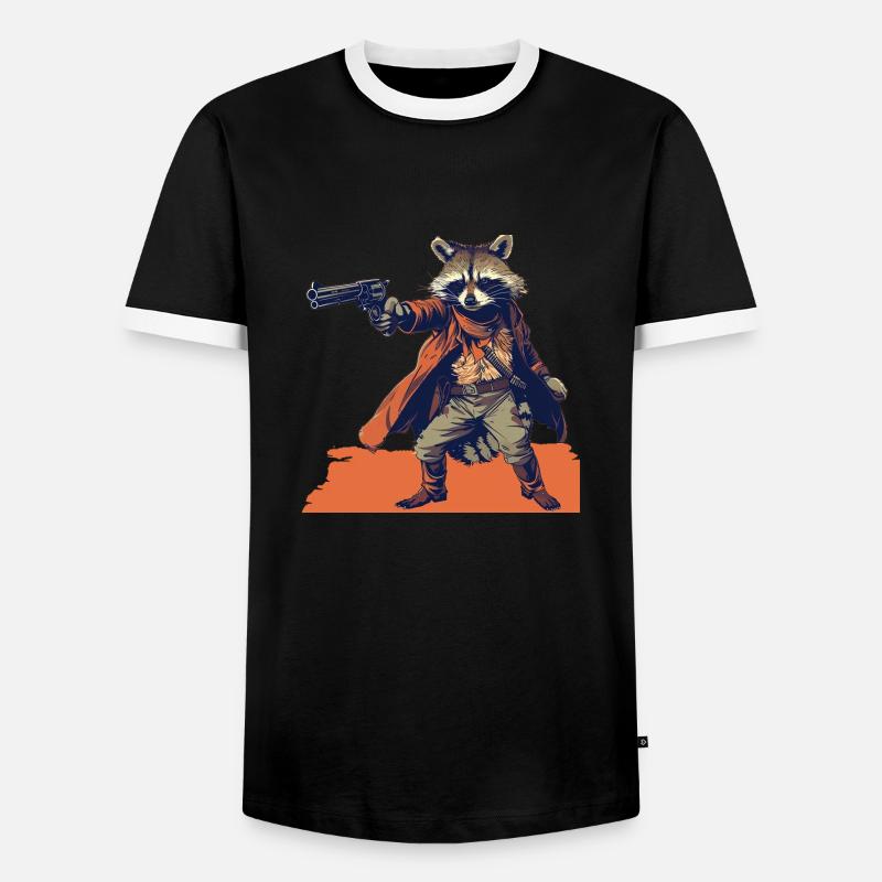 Waschbär - Männer Kontrast-T-Shirt - Schwarz/Weiß