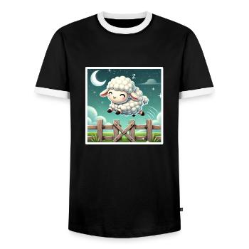 Counting sheep at night - Men's Ringer Shirt - black/white - Front - AI Model Female 172 light (172cm) & AI Model Male 178 light (178cm)