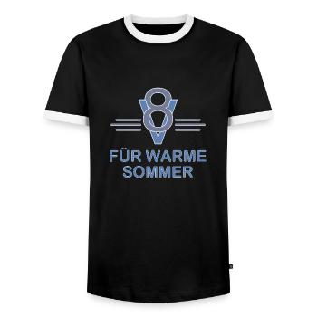 V8 Shirt - Männer Kontrast-T-Shirt - Schwarz/Weiß - Vorne - AI Model Female 172 light (172cm) & AI Model Male 178 light (178cm)