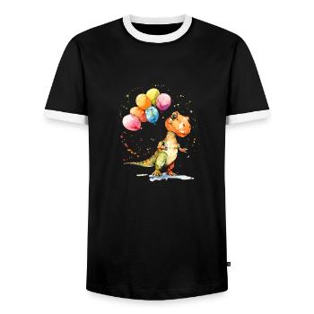 C’est l’anniversaire d’un dinosaure ? - T-shirt contrasté Homme - noir/blanc - Devant - AI Model Female 172 light (172cm) & AI Model Male 178 light (178cm)
