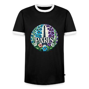 Paris - Männer Kontrast-T-Shirt - Schwarz/Weiß - Vorne - AI Model Female 172 light (172cm) & AI Model Male 178 light (178cm)