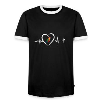 Papageien-Herzschlag - Männer Kontrast-T-Shirt - Schwarz/Weiß - Vorne - AI Model Female 172 light (172cm) & AI Model Male 178 light (178cm)