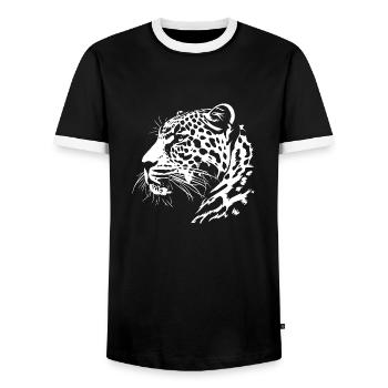 Leopard - Männer Kontrast-T-Shirt - Schwarz/Weiß - Vorne - AI Model Female 172 light (172cm) & AI Model Male 178 light (178cm)