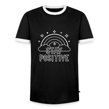 Restez positif Inspiration - T-shirt contrasté Homme - noir/blanc - Devant - AI Model Female 172 light (172cm) & AI Model Male 178 light (178cm)