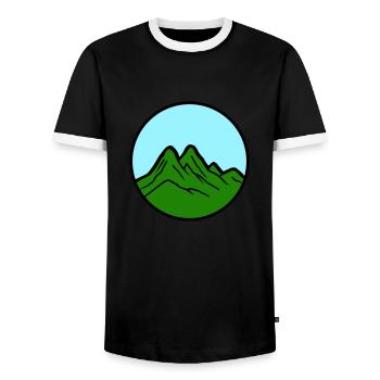 Mountains 2 - Men's Ringer Shirt - black/white - Front - AI Model Female 172 light (172cm) & AI Model Male 178 light (178cm)