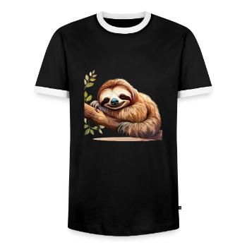 Sloth - Men's Ringer Shirt - black/white - Front - AI Model Female 172 light (172cm) & AI Model Male 178 light (178cm)