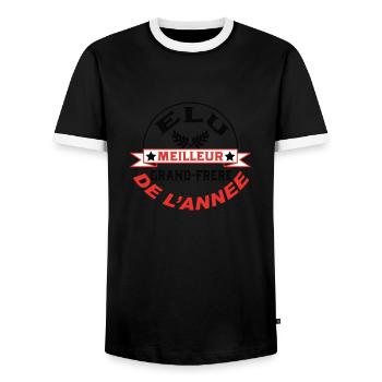 Elu meilleur GRAND FRERE de l'année - T-shirt contrasté Homme - noir/blanc - Devant - AI Model Female 172 light (172cm) & AI Model Male 178 light (178cm)