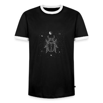 Coccinelle dans l’espace - Graphiques de lignes minimalistes - T-shirt contrasté Homme - noir/blanc - Devant - AI Model Female 172 light (172cm) & AI Model Male 178 light (178cm)