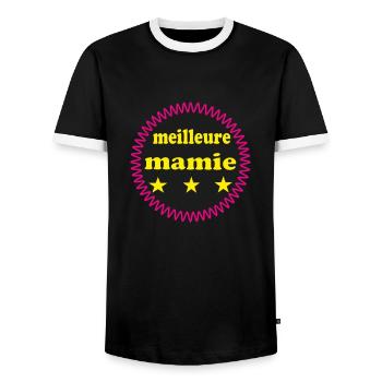 Best Granny - Men's Ringer Shirt - black/white - Front - AI Model Female 172 light (172cm) & AI Model Male 178 light (178cm)