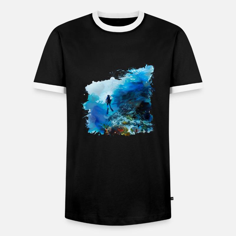 Weightless gliding while diving - Men's Ringer Shirt - black/white