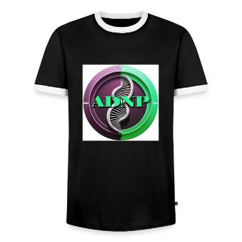 ADNP syndrome - Men's Ringer Shirt - black/white - Front - AI Model Female 172 light (172cm) & AI Model Male 178 light (178cm)