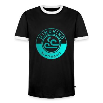 Kitesurfing Surfing Surfing - Men's Ringer Shirt - black/white - Front - AI Model Female 172 light (172cm) & AI Model Male 178 light (178cm)