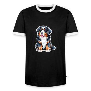 Berner Sennenhund Wasserfarben - Männer Kontrast-T-Shirt - Schwarz/Weiß - Vorne - AI Model Female 172 light (172cm) & AI Model Male 178 light (178cm)