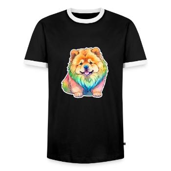 Chow Chow Watercolors - Men's Ringer Shirt - black/white - Front - AI Model Female 172 light (172cm) & AI Model Male 178 light (178cm)