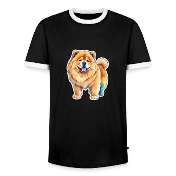Chow Chow Watercolors - Men's Ringer Shirt - black/white - Front - AI Model Female 172 light (172cm) & AI Model Male 178 light (178cm)
