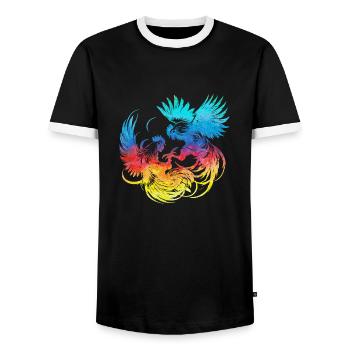 Cock tup fight animal isolated colorful chicken - Men's Ringer Shirt - black/white - Front - AI Model Female 172 light (172cm) & AI Model Male 178 light (178cm)