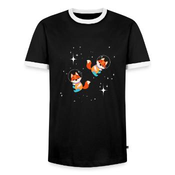 Astronaute Fox - T-shirt contrasté Homme - noir/blanc - Devant - AI Model Female 172 light (172cm) & AI Model Male 178 light (178cm)