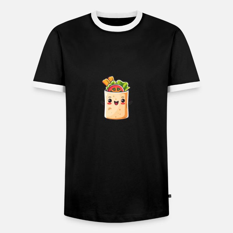 Süßer Burrito Comic - Männer Kontrast-T-Shirt - Schwarz/Weiß