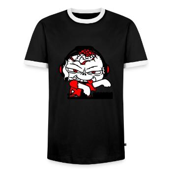 Zombie Monster DJ Horror Mixer Party Music - Men's Ringer Shirt - black/white - Front - AI Model Female 172 light (172cm) & AI Model Male 178 light (178cm)