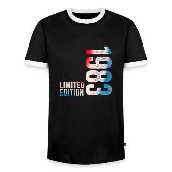 1983 Birthday Gift 1983 Limited Edition - Men's Ringer Shirt - black/white - Front - AI Model Female 172 light (172cm) & AI Model Male 178 light (178cm)
