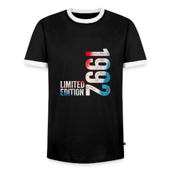 1992 Birthday Gift 1992 Limited Edition - Men's Ringer Shirt - black/white - Front - AI Model Female 172 light (172cm) & AI Model Male 178 light (178cm)