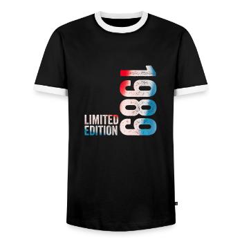 1989 Birthday Gift 1989 Limited Edition - Men's Ringer Shirt - black/white - Front - AI Model Female 172 light (172cm) & AI Model Male 178 light (178cm)