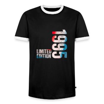 1995 Birthday Gift 1995 Limited Edition - Men's Ringer Shirt - black/white - Front - AI Model Female 172 light (172cm) & AI Model Male 178 light (178cm)