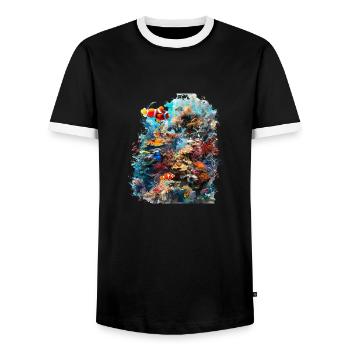 De minuscules polypes coralliens forment des récifs entiers - T-shirt contrasté Homme - noir/blanc - Devant - AI Model Female 172 light (172cm) & AI Model Male 178 light (178cm)