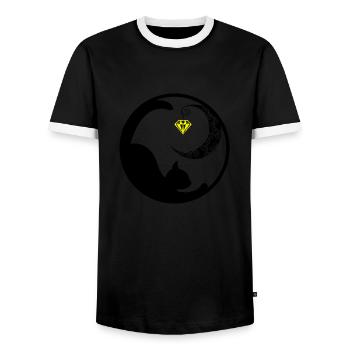 Chat Lune 02 - T-shirt contrasté Homme - noir/blanc - Devant - AI Model Female 172 light (172cm) & AI Model Male 178 light (178cm)