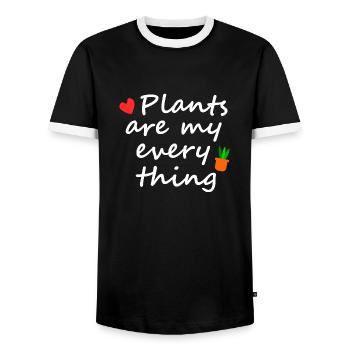Plants are my everything - Men's Ringer Shirt - black/white - Front - AI Model Female 172 light (172cm) & AI Model Male 178 light (178cm)