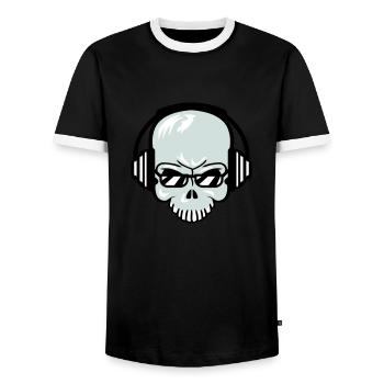 Schädel Skelett Totenkopf Horror Halloween Kopf - Männer Kontrast-T-Shirt - Schwarz/Weiß - Vorne - AI Model Female 172 light (172cm) & AI Model Male 178 light (178cm)