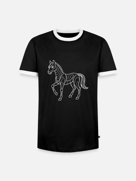 Futuristisches Pferd - Linienzeichnung - Männer Kontrast-T-Shirt - Schwarz/Weiß