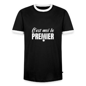 C'EST MOI LE PREMIER ! (sport, médaille, champion) - T-shirt contrasté Homme - noir/blanc - Devant - AI Model Female 172 light (172cm) & AI Model Male 178 light (178cm)