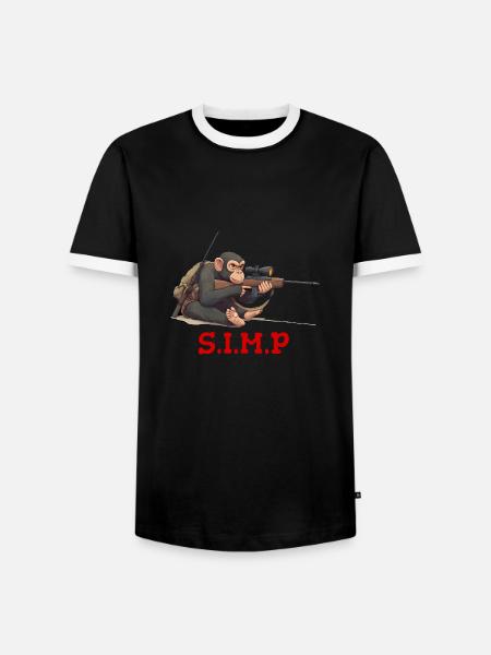 Monkey, meme, Sniper Rifle - Männer Kontrast-T-Shirt - Schwarz/Weiß