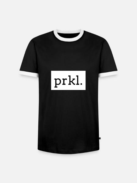 PRKL. Schwarz-auf-Weiß-Textdruck - Männer Kontrast-T-Shirt - Schwarz/Weiß