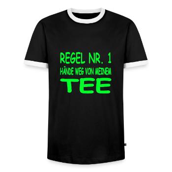 Tee - Männer Kontrast-T-Shirt - Schwarz/Weiß - Vorne - AI Model Female 172 light (172cm) & AI Model Male 178 light (178cm)