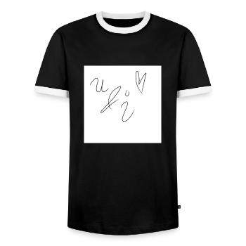 U&I - Männer Kontrast-T-Shirt - Schwarz/Weiß - Vorne - AI Model Female 172 light (172cm) & AI Model Male 178 light (178cm)