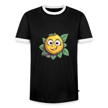 Citron, agrumes, fruits - T-shirt contrasté Homme - noir/blanc - Devant - AI Model Female 172 light (172cm) & AI Model Male 178 light (178cm)