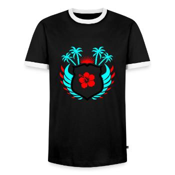 Paradise Hibiskus Blume - Männer Kontrast-T-Shirt - Schwarz/Weiß - Vorne - AI Model Female 172 light (172cm) & AI Model Male 178 light (178cm)