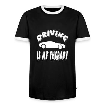 Car - Men's Ringer Shirt - black/white - Front - AI Model Female 172 light (172cm) & AI Model Male 178 light (178cm)
