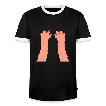 Katzen Klauen Pfote Tatzen Scharfe Krallen Kratzen - Männer Kontrast-T-Shirt - Schwarz/Weiß - Vorne - AI Model Female 172 light (172cm) & AI Model Male 178 light (178cm)