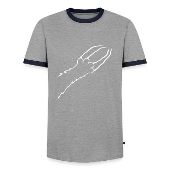 Cats, Claws, Paws, Paws, Claws, Scratches, Stripes - Men's Ringer Shirt - grey/navy  - Front - AI Model Female 172 light (172cm) & AI Model Male 178 light (178cm)