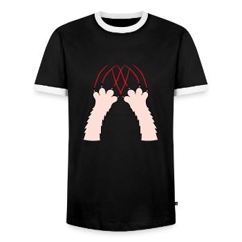 Cats, Claws, Paws, Paws, Claws, Scratches, Stripes - Men's Ringer Shirt - black/white - Front - AI Model Female 172 light (172cm) & AI Model Male 178 light (178cm)