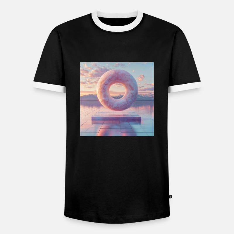 3D schwebender Donut - Männer Kontrast-T-Shirt - Schwarz/Weiß