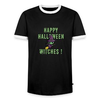 Conception de sorcières de joyeux Halloween - T-shirt contrasté Homme - noir/blanc - Devant - AI Model Female 172 light (172cm) & AI Model Male 178 light (178cm)
