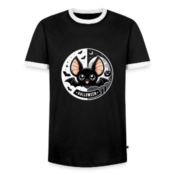 Motif de chauve-souris d’Halloween pour les enfants - T-shirt contrasté Homme - noir/blanc - Devant - AI Model Female 172 light (172cm) & AI Model Male 178 light (178cm)