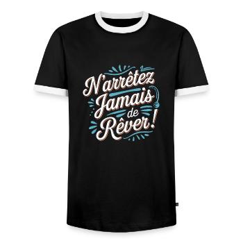 N'arrêtez jamais de rêver - T-shirt contrasté Homme - noir/blanc - Devant - AI Model Female 172 light (172cm) & AI Model Male 178 light (178cm)