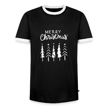 Schlichte Weihnachtsbäume, Merry Christmas, Modern - Männer Kontrast-T-Shirt - Schwarz/Weiß - Vorne - AI Model Female 172 light (172cm) & AI Model Male 178 light (178cm)